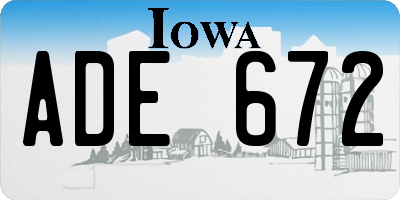 IA license plate ADE672
