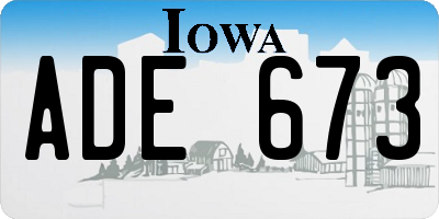 IA license plate ADE673