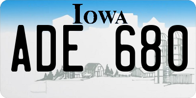 IA license plate ADE680