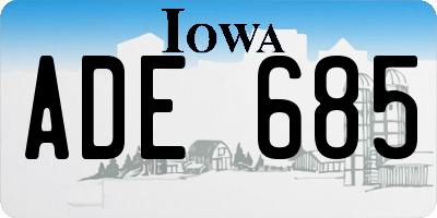 IA license plate ADE685