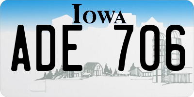 IA license plate ADE706