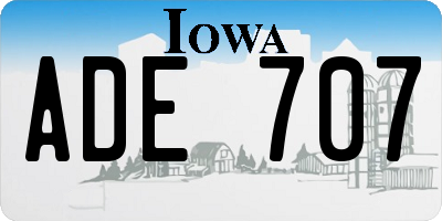 IA license plate ADE707