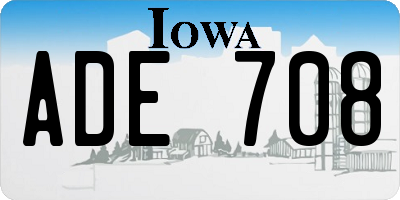 IA license plate ADE708