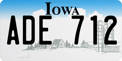 IA license plate ADE712