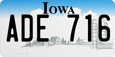IA license plate ADE716