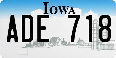 IA license plate ADE718
