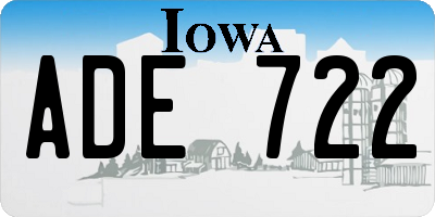 IA license plate ADE722