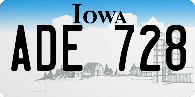 IA license plate ADE728