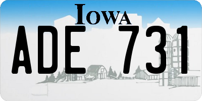 IA license plate ADE731