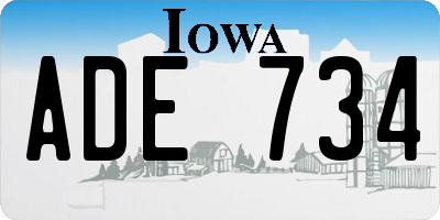 IA license plate ADE734
