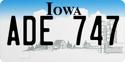 IA license plate ADE747