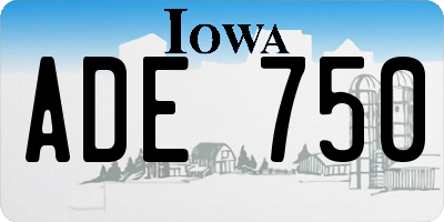 IA license plate ADE750