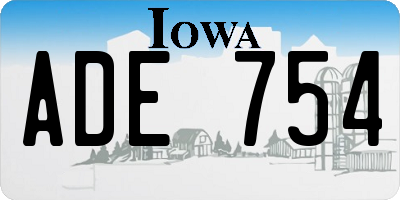 IA license plate ADE754