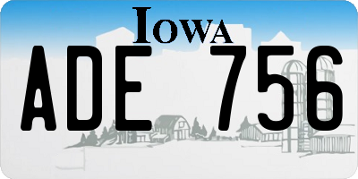 IA license plate ADE756