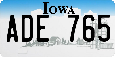 IA license plate ADE765