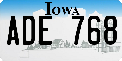 IA license plate ADE768