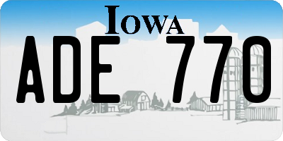 IA license plate ADE770
