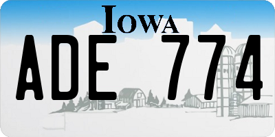 IA license plate ADE774