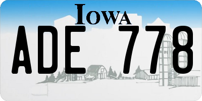 IA license plate ADE778
