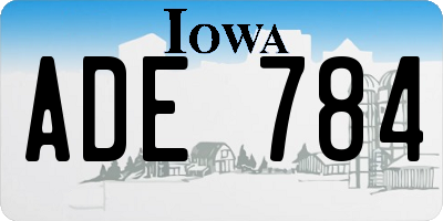 IA license plate ADE784