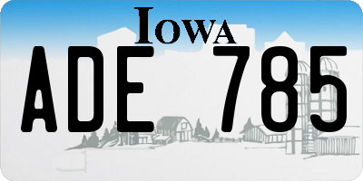 IA license plate ADE785