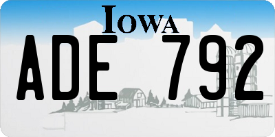IA license plate ADE792