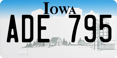 IA license plate ADE795