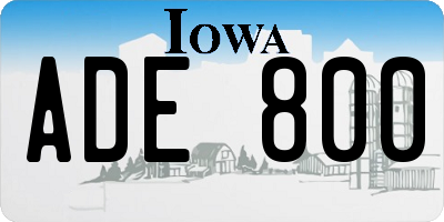 IA license plate ADE800