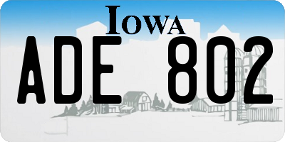 IA license plate ADE802