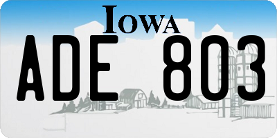 IA license plate ADE803