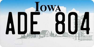 IA license plate ADE804