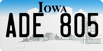 IA license plate ADE805