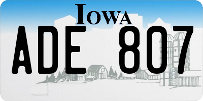 IA license plate ADE807