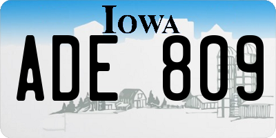IA license plate ADE809