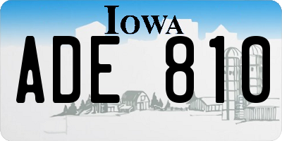 IA license plate ADE810