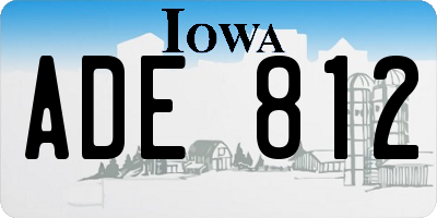 IA license plate ADE812