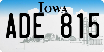 IA license plate ADE815