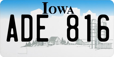 IA license plate ADE816