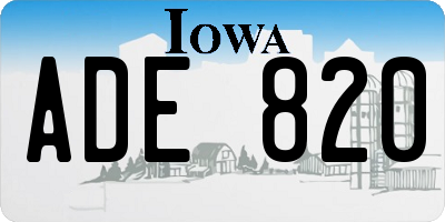 IA license plate ADE820