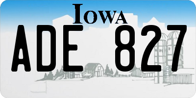IA license plate ADE827