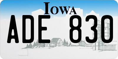 IA license plate ADE830