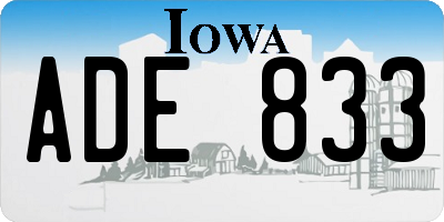 IA license plate ADE833