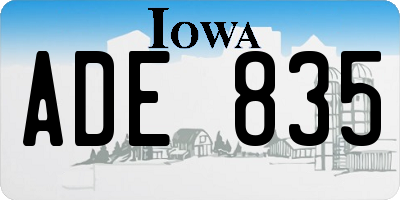IA license plate ADE835