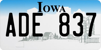 IA license plate ADE837