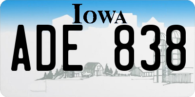 IA license plate ADE838
