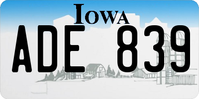 IA license plate ADE839