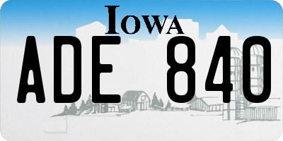 IA license plate ADE840