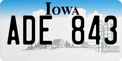 IA license plate ADE843