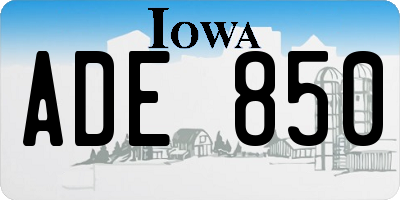 IA license plate ADE850