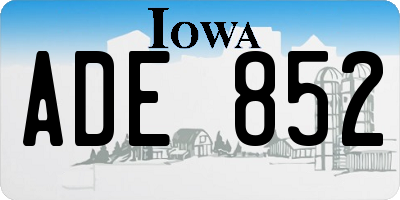 IA license plate ADE852